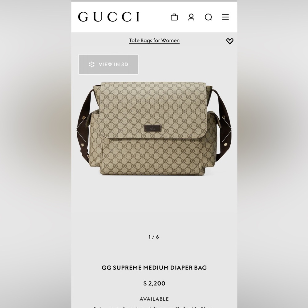 GUCCI Supreme Diaper Bag